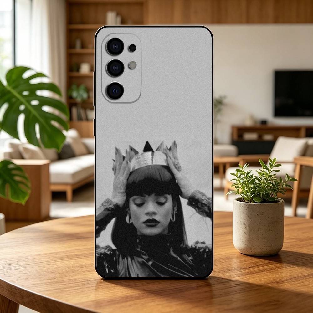 Beliebte Sängerin R-Rihanna Anti Handyhülle für Samsung S25,S24,S21,S22,S23,S30,Ultra,S20,Plus,Fe,Lite,Note,10,Schwarze Hülle