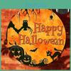 Modern Minimalist Wooden Halloween Door Sign With Creative Round Design For Home Decoration
