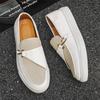 2024 Four Seasons Men's Low-Top Slip-On White Leather Casual Shoes