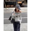 Spice girl temperament unique diagonal neck off-the-shoulder split long-sleeved knitted sweater women's autumn atmosphere sweater base