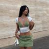 Women's O-neck Backless T-shirt Short Sleeve Solid Color Crop Top Summer Cute Baby Tee Y2k Clothes Bodycon Tunics Fashion Tank