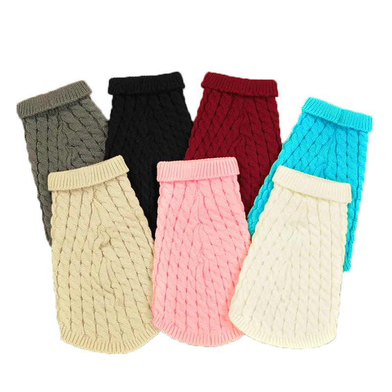 

Winter Dog Knit Sweater Soft Warm Puppy Clothes For Small Dogs Cats Costume Solid Pet Pullover Turtleneck Chihuahua Pug Jacket XS розовый