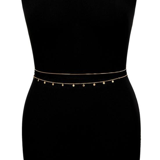 Waist Chain Double Layers Full Luster Dress-up Belly Belt Waist Chain Accessories for Daily