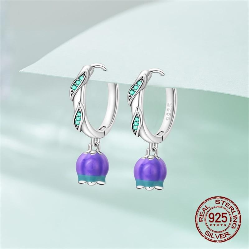 925 Silver Sterling Silver Bee Butterfly Flower Drop Hoop Earrings for Women Girl Ear Studs Fine Jewelry Fashion Anniversary
