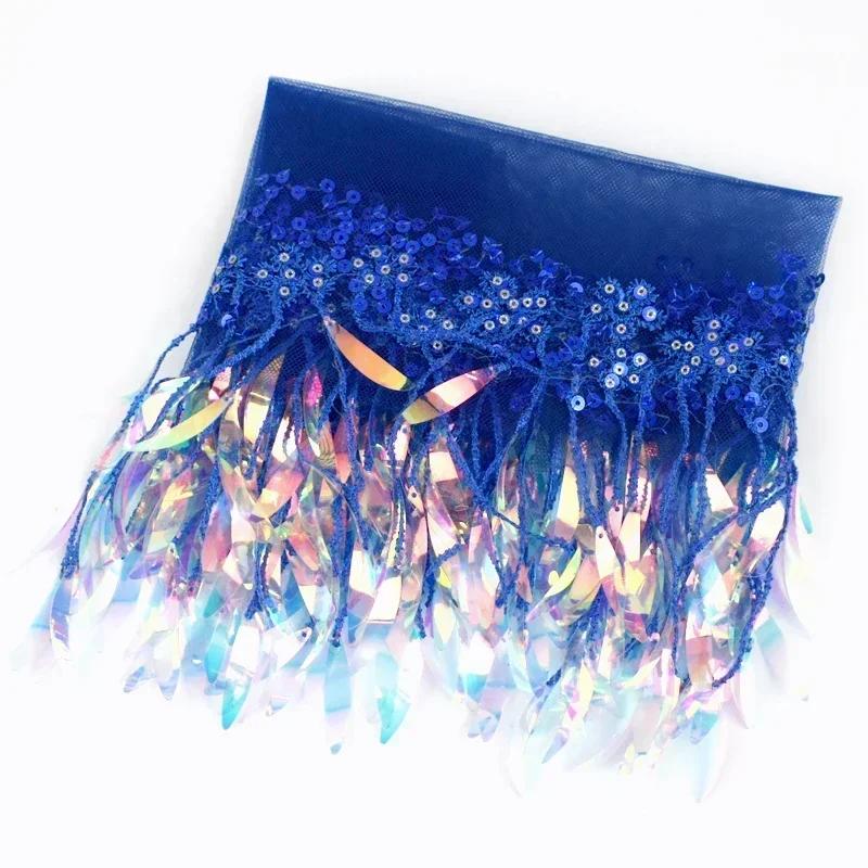 1-5Yards Mesh Tassel Fringe Sequins Lace Trim Stage Perform Latin Dress Wedding Clothes Tassels Fabric DIY Sewing Accessories