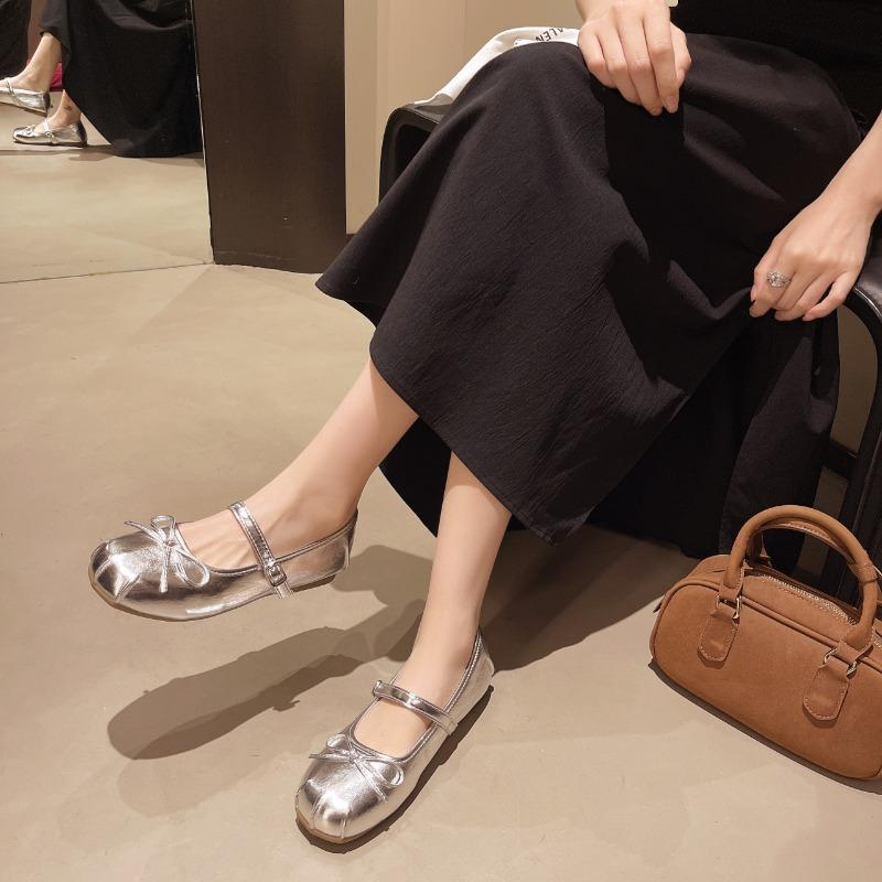Fashion French Shallow Mouth Mary Jane Shoes Women's 2025 New Temperament Bow Knot with Soft Sole Versatile