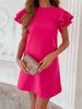 2022 Summer Round Neck Short Sleeve Backless Ruffle A-line Dress