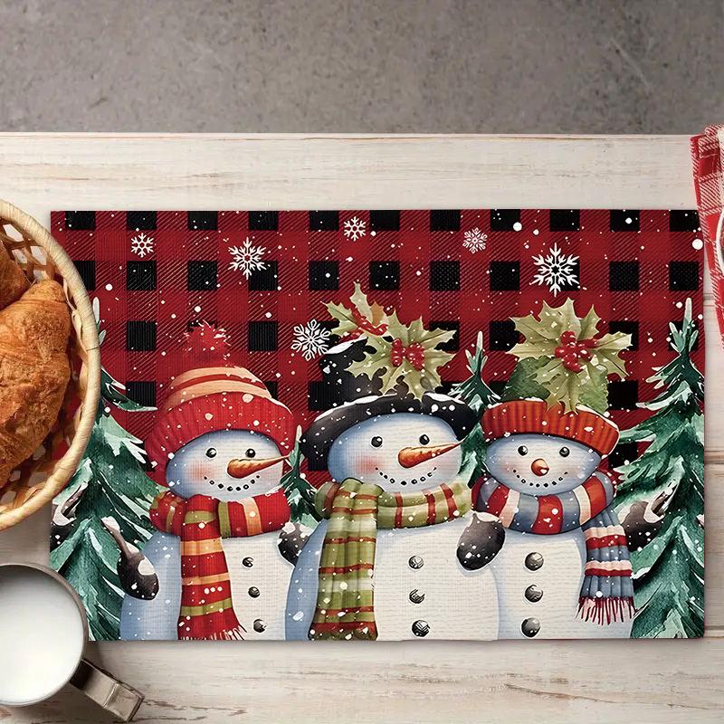 Weihnachts-Platzsets Baum-Muster Tischsets Hitzebeständige Leinen-Platzsets für Esszimmer- und Küchendekor für Festtagsmahlzeiten, Zusammenkünfte, Partytisch