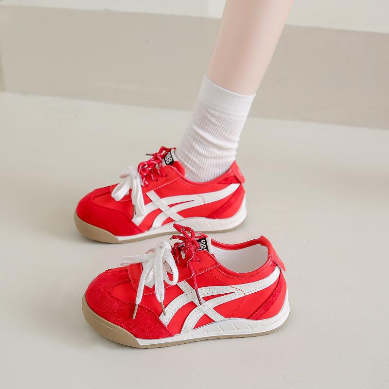 Pink heightened platform German training shoes women's 2025 new pair of shoelaces soft sole sports and leisure shoes fashion Forrest Gump shoes