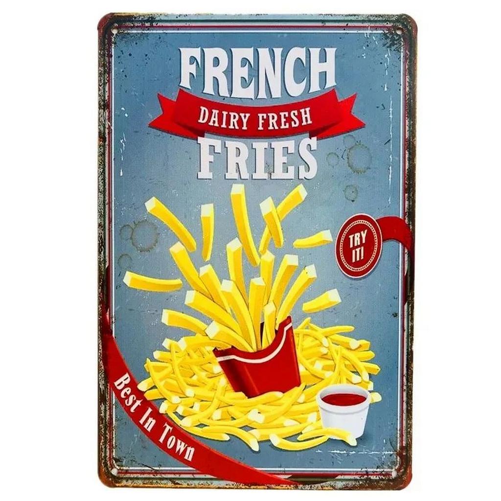 Plakett Metall Plåt Skyltar Handbuger Pommes Frites Väggdekoration Vintage Konst Affischer Järnmålning för Man Cave Hem Kafé Trädgårdsförening Bar