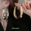 Silver Needle Exaggerated Plain Ring Earrings Atmospheric Stud Earrings Temperament Earrings Women