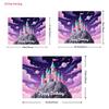 2D Magical Castle Backdrop, Princess Castle with Planets, Stars and "Happy Birthday" Text Background Cloth