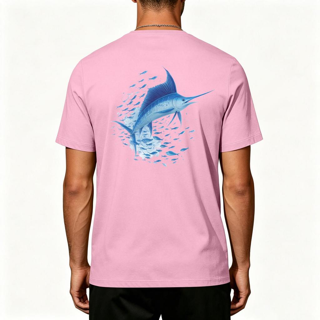 Men's 50 Plus Sun Stretch Short Sleeve T Shirt for Outdoor Fishing and Sports Activities