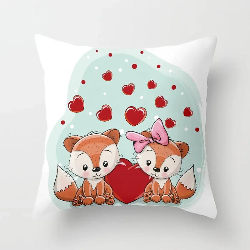 Cartoon Fox Animal Car Pillowcase Polyester cushion covers for living room Throw Pillow Case  Sofa Decoration Pillowcover