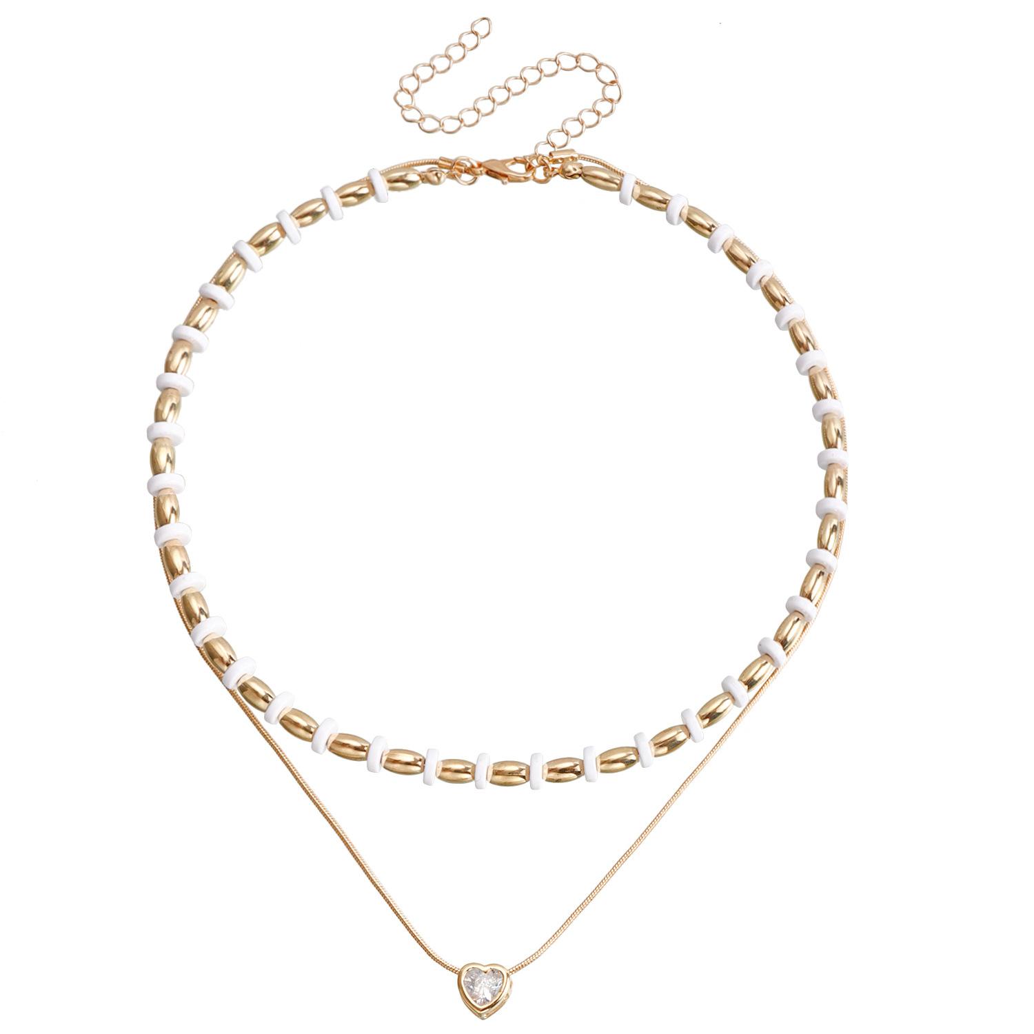 

Аксессуары, Двойное ожерелье с бусинами из акрила и металла, с надписью Love , для женщин, Премиальное ожерелье для ключицы золотой