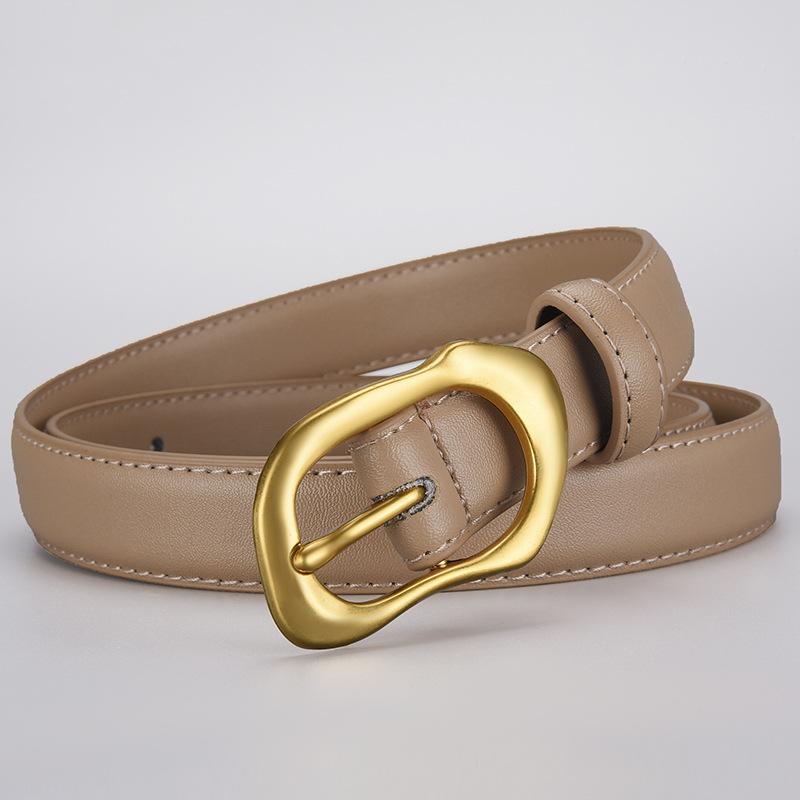 Women's Alloy Buckle Belt Versatile Leather Belt Simple Design Summer Dress Belt European American Dress Accessory