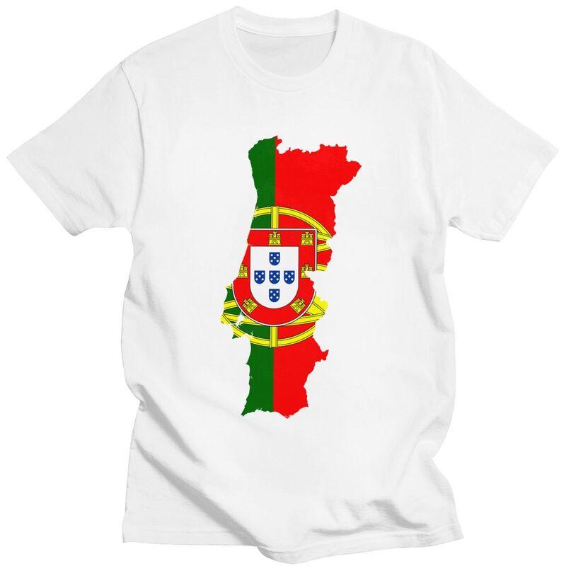 Custom Portugal Map Flag Tshirts for Men Short Sleeves Casual T Shirt Tshirt Slim Fit Pure Cotton Tees Gift Idea