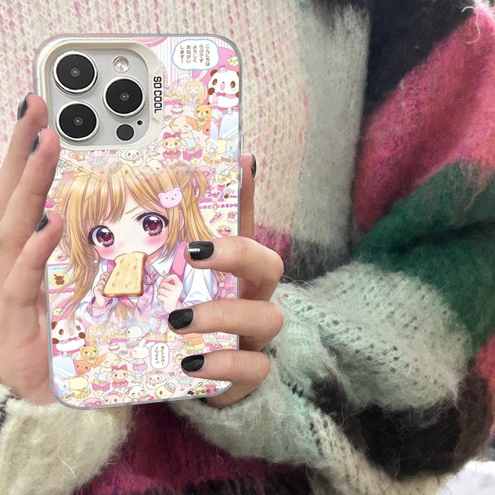 Japanese Cute Girls Y2K frosted Phone Case For iPhone 17 16 15 14 Plus 13 12 11 Pro Max X Xs XR Silver Hard Cover
