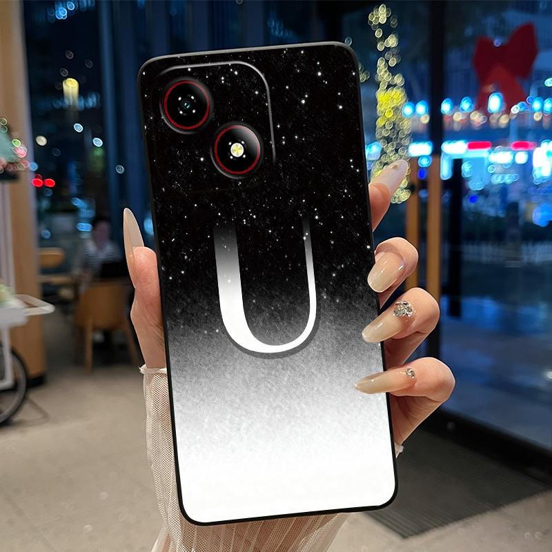 Beautiful Bright Color Couple Phone Case For ZTE Blade A35E Anti-scratch Soft Lucky Initial A-Z Letter Pattern Shell