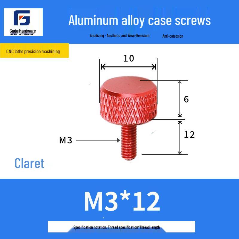 Knurled Aluminum Alloy Hand-Tightening Knob - M3M4M5M6M8 Sizes.