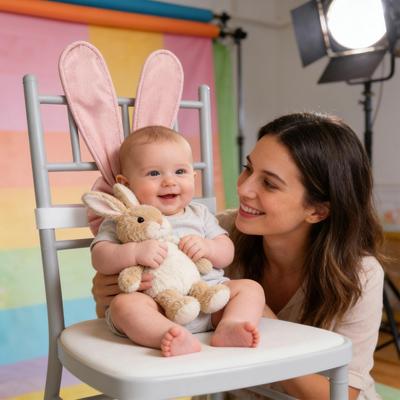 Chair Decorations Easter Stretch Ornaments Rabbit Ear Design Chair Decoration For Party With Elastic Straps For Home Restaurant
