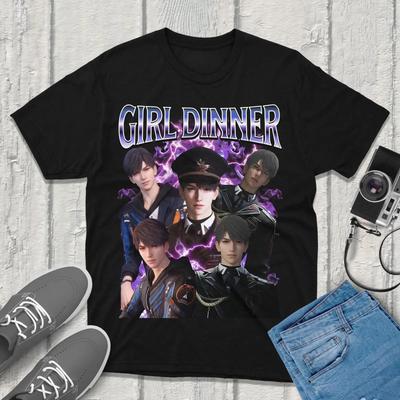 Caleb Girl Dinner Meme Love And Deepspace T Shirt Retro90s Bootleg Fanmerch Lads Vintage Washed Soft Versatile Streetwear