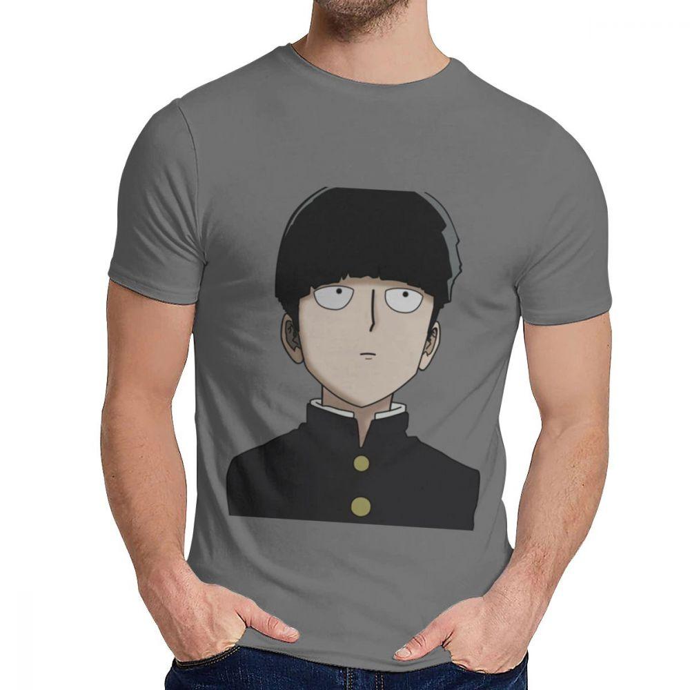 Herren T-Shirt Shigeo Kageyama Mob Psycho 100 Reine Baumwolle Oberteil Design Rundhals Harajuku Streetwear