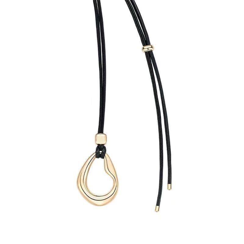 

Регулируемое геометрическое черное кожаное колье-чокер 75 см для женщин - Зарубежные украшения