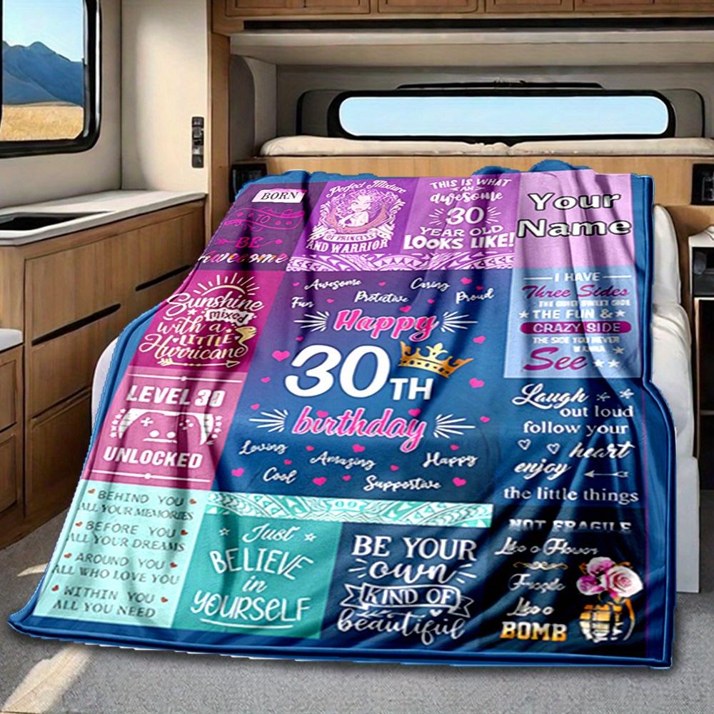 Happy 30Th Birthday Blanket Personalized Name Soft Comfortable Stylish Blanket Car Blanket Perfect For Travel Camping Outdoor Home Suitable For All