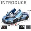 Modèle de voiture Bugatti Tourbillon Supercar en alliage 1/24 Son et lumière Rappel Jouet pour enfants Objets de collection Cadeau d'anniversaire