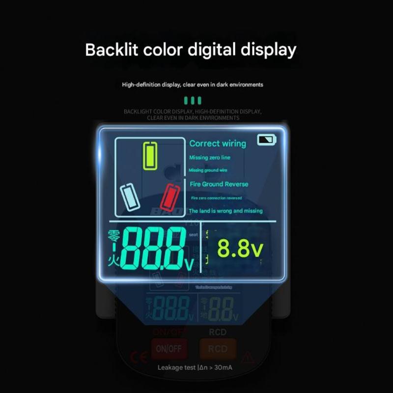 Small Voice Feedback Electrical Tester ABS Socket Diagnostic Tool for Socket Wiring Analysis & Fault Identification
