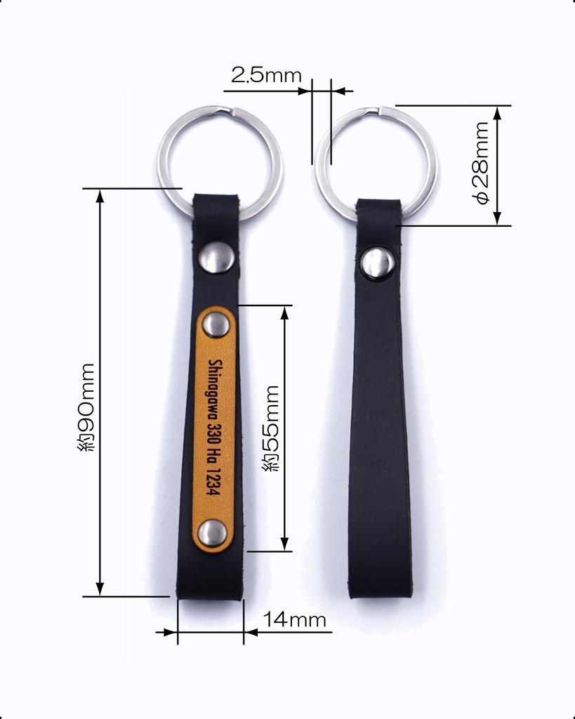 NONINA Key Chain Strap, Genuine Leather, Leather, Cowhide Leather, Names, Letters, Engraving, License Plate, Gift, Black