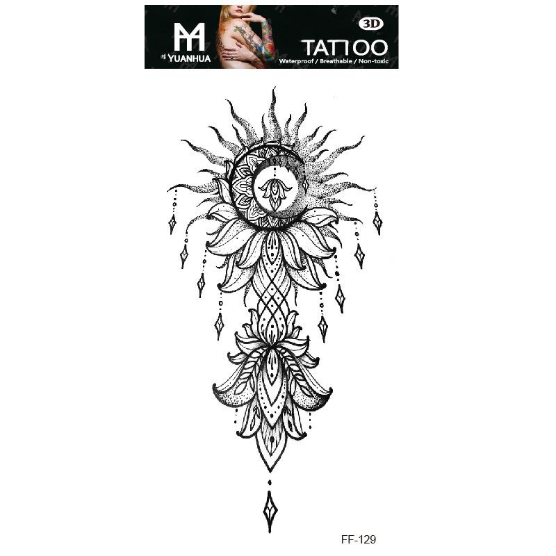 Yuanhua Waterproof Wolf Head Totem & Arabic Text Tattoo Stickers