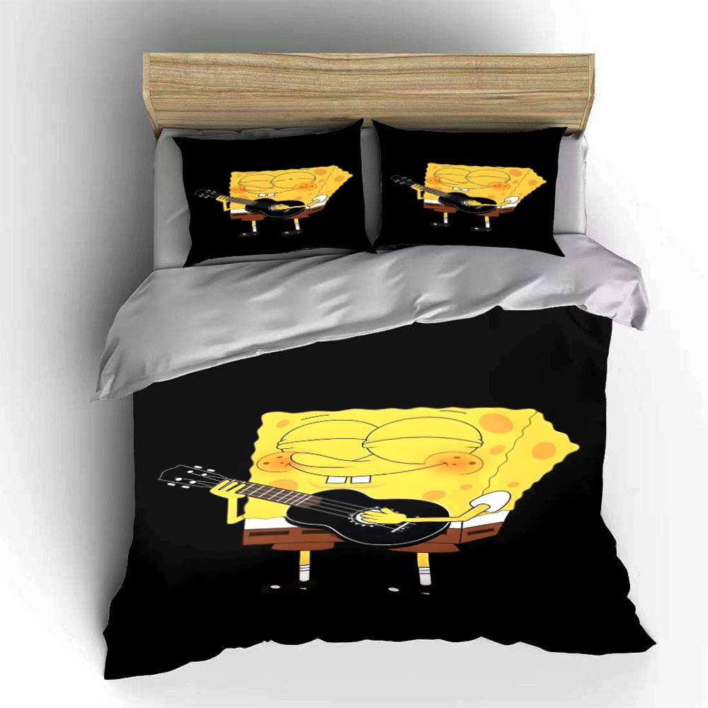 Yellow Cartoon Character Playing Guitar. Bedding Sets Duvet Cover Sets Duvet Covers Pillowcases(1 * Duvet Cover 2 * Pillowcases, Without Duvet Insert)