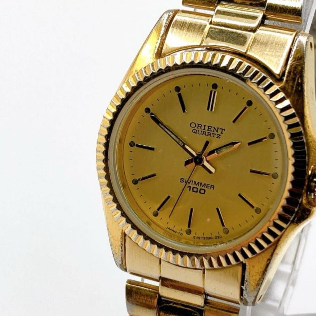 Used 406 ORIENT SWIMMER100 Ladies Watch Quartz Operation Gold