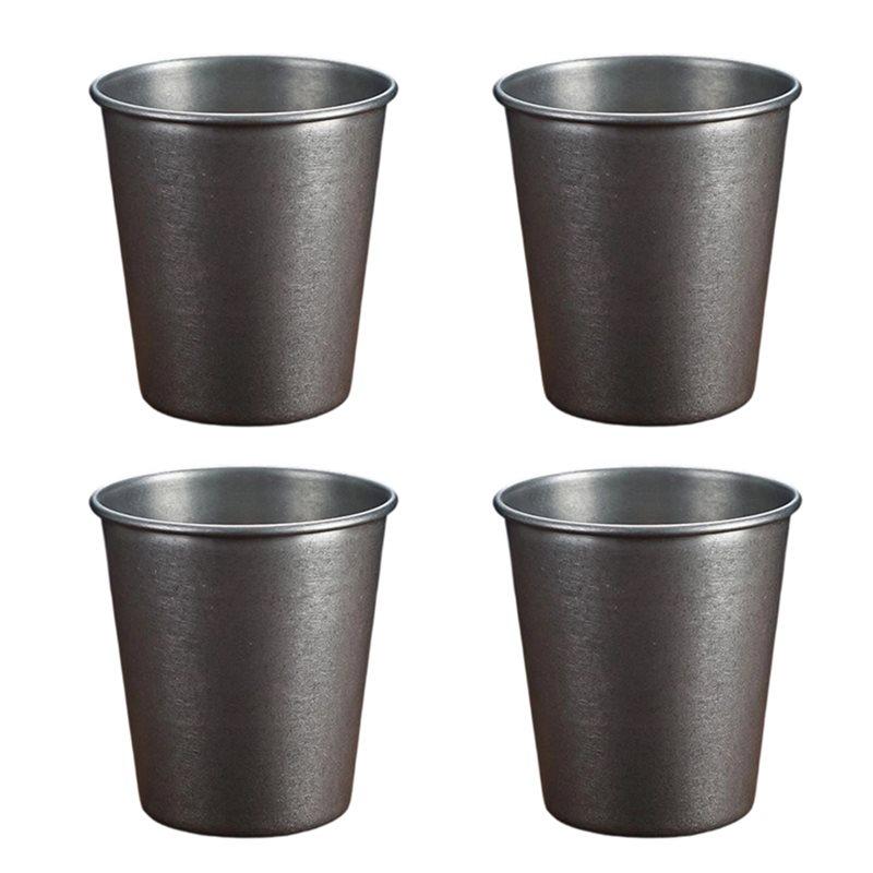 

A34R 4Pcs 300Ml Stainless Steel Retro Beer Mug Camping Drink Cups Portable Coffee And Juice Tumblers For Party Football Game