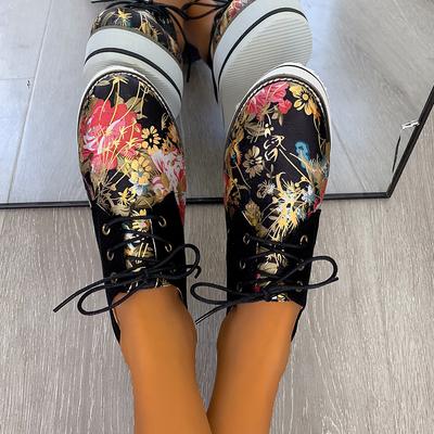 Chaussures vulcanisées Baskets Femmes Chaussures Dames Imprimé Floral À Lacets Mode Plateforme Chaussures Décontractées pour Femmes Zapatillas Mujer