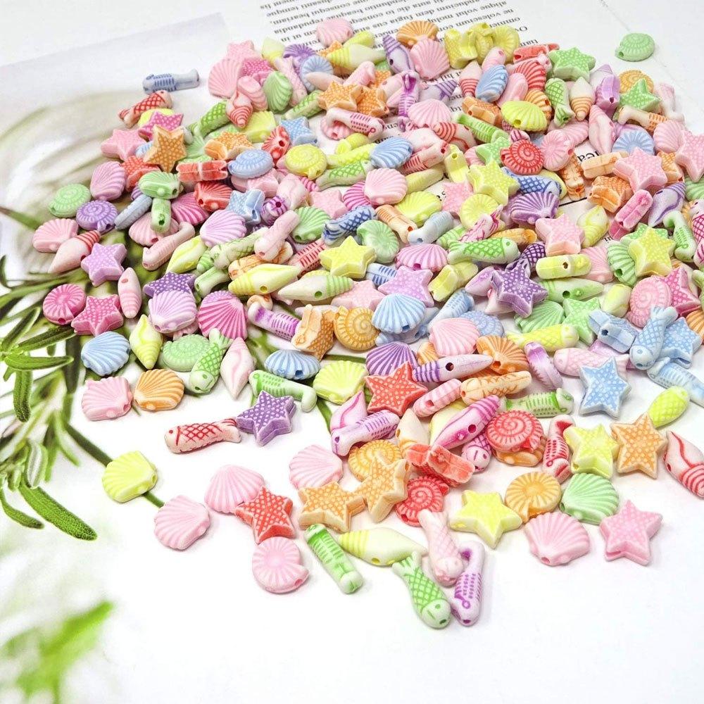 100/300 sztuk materiału akrylowego, koraliki ze zwierzętami morskimi, urocze koraliki do rękodzieła, luźne koraliki, kolorowe koraliki dystansowe w kształcie ryb, do samodzielnego tworzenia bransoletek i naszyjników