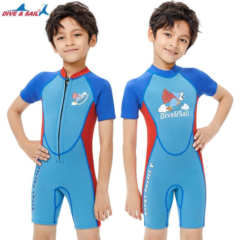 2.5MM Children's Diving Suit Men Middle Warm Swimsuit One-piece Short-sleeved Student Surfing Mother