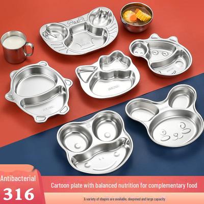 Bandeja de comedor dividida para niños de acero inoxidable 316: Vajilla de dibujos animados para el hogar y el jardín de infancia