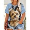 Modisches Damen Rundhals Kurzarm 3D Tier Farbdruck Tier Kurzarm Rundhals T-Shirt