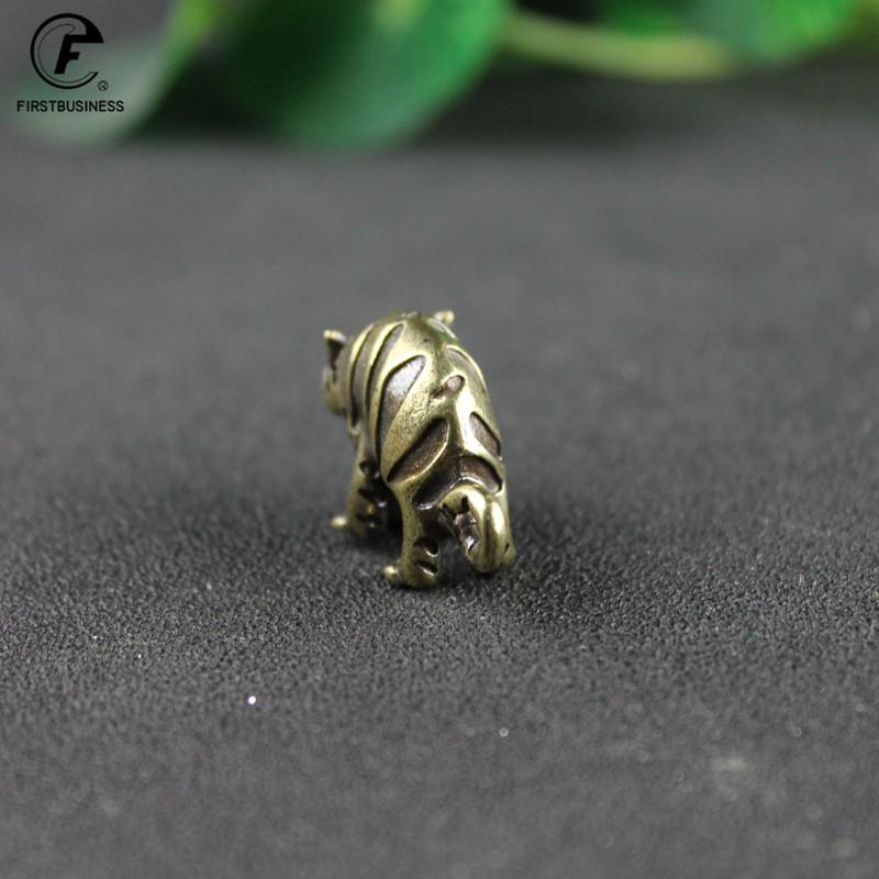 Retro Brass Tiger Cute Cartoon Miniatures Figurines Desktop Ornaments Decorations Crafts Keychains Solid Copper Zodiac Animal