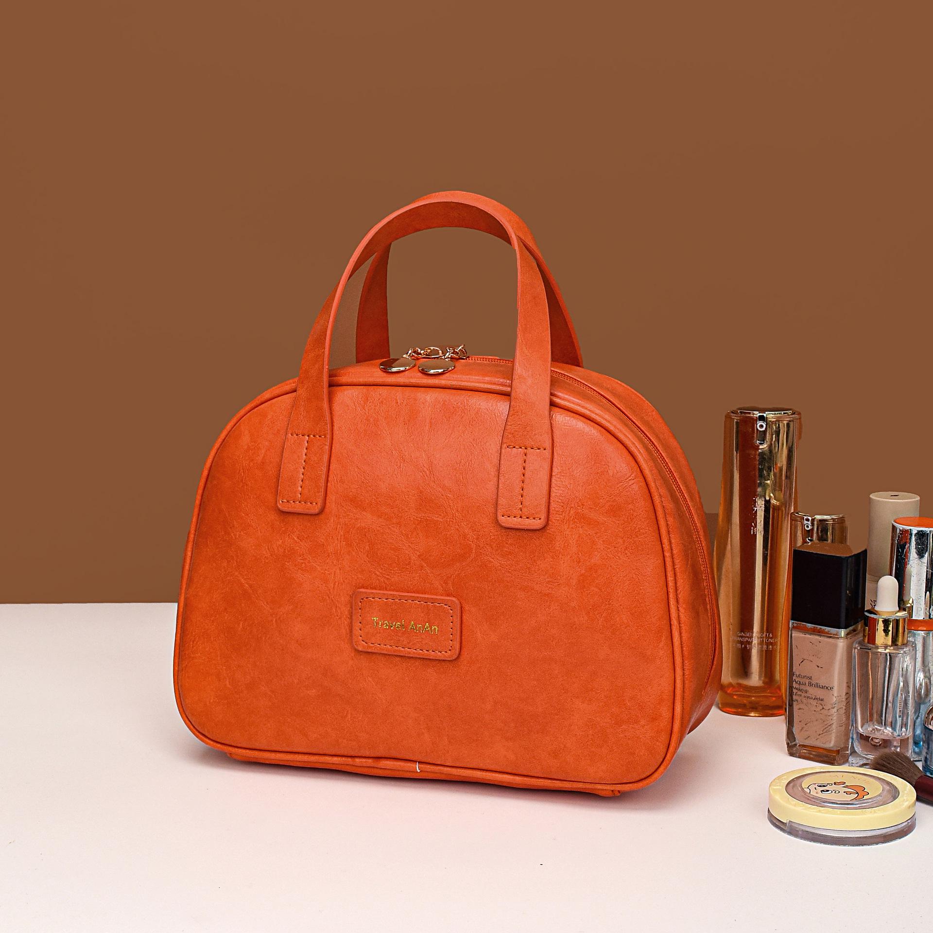 

2026 Vintage-Style Women s Large Capacity High-End Makeup and Travel Handbag 28x11x21 cm оранжевый