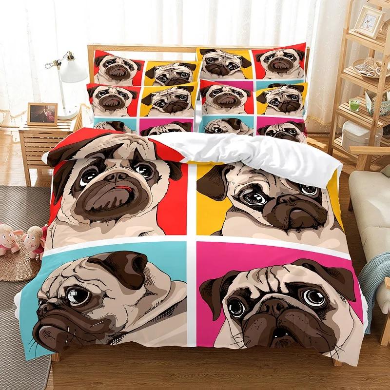 140x200 Cartoon Pug Kid Bedding Set Winter Duvet Cover Sets Kids,twin Full Queen King Bedroom Set Home Textile Housse De Couette