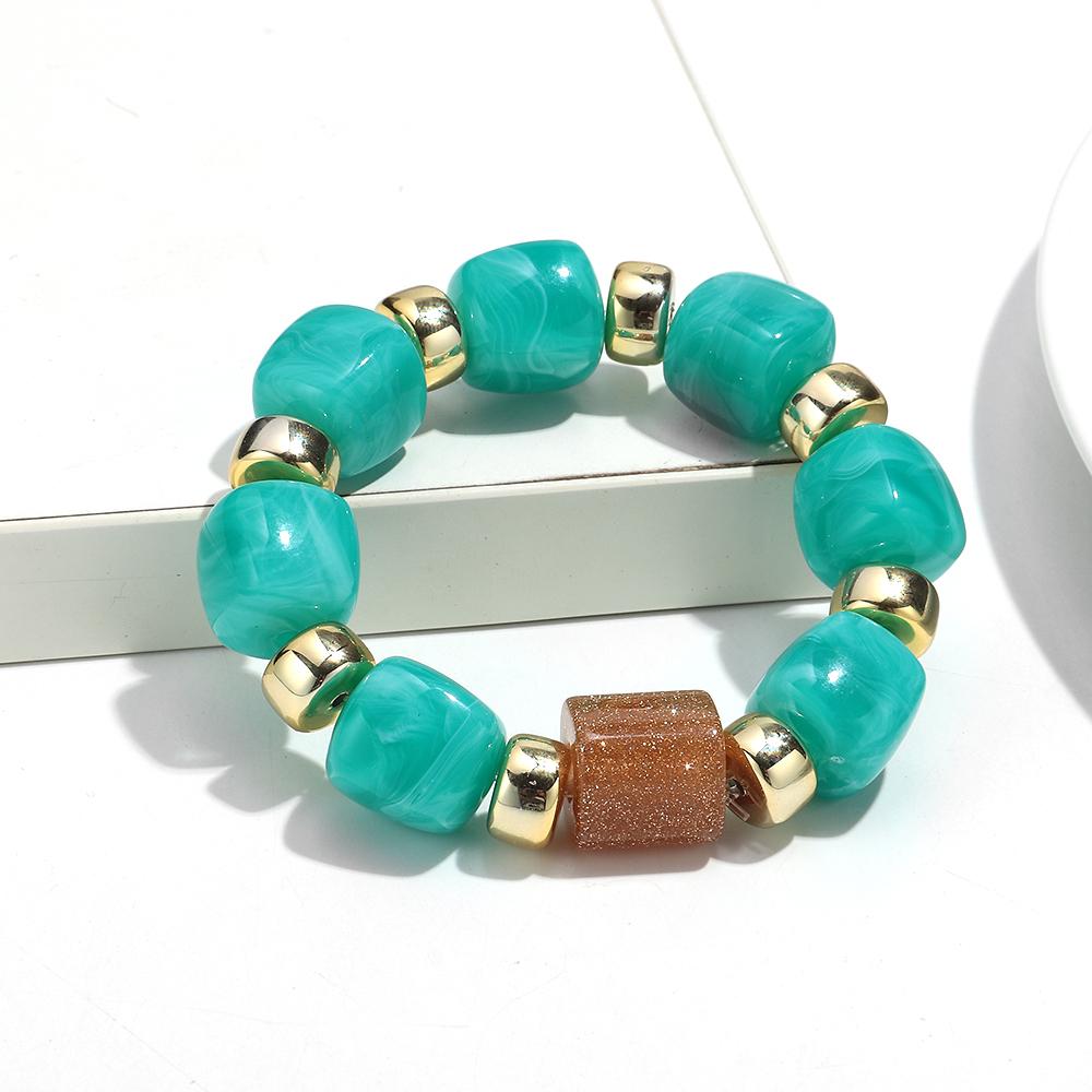 Fashion Acrylic Big Square Beads Bracelet for Women New Trendy Colorful Imitation Stone Strechy Bracelets Statement Jewelry Gift