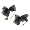 Spring Summer Mesh Hairband Lace Bows Gothic Black Womens Headband Headwear