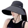 Hat for UV Protection Brim Covers Completely Black Sun Heat Cooling Wire Flattering Adjustable Chin Sun UV Hat Free [YUMISS] Wide-brimmed Women, [Long