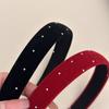 Red Black Velvet Headband Retro Rhinestone Headband Fashion Face Wash Hairband  Hair Accessories