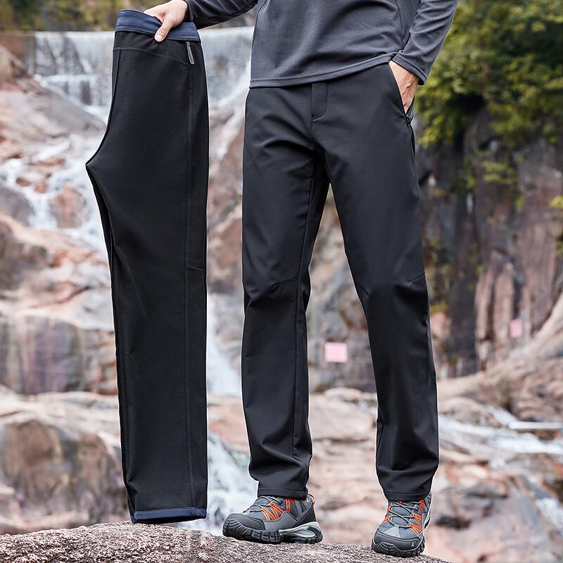 

FAPAI Men s Autumn Winter Fleece-Lined Straight-Leg Casual Pants XL