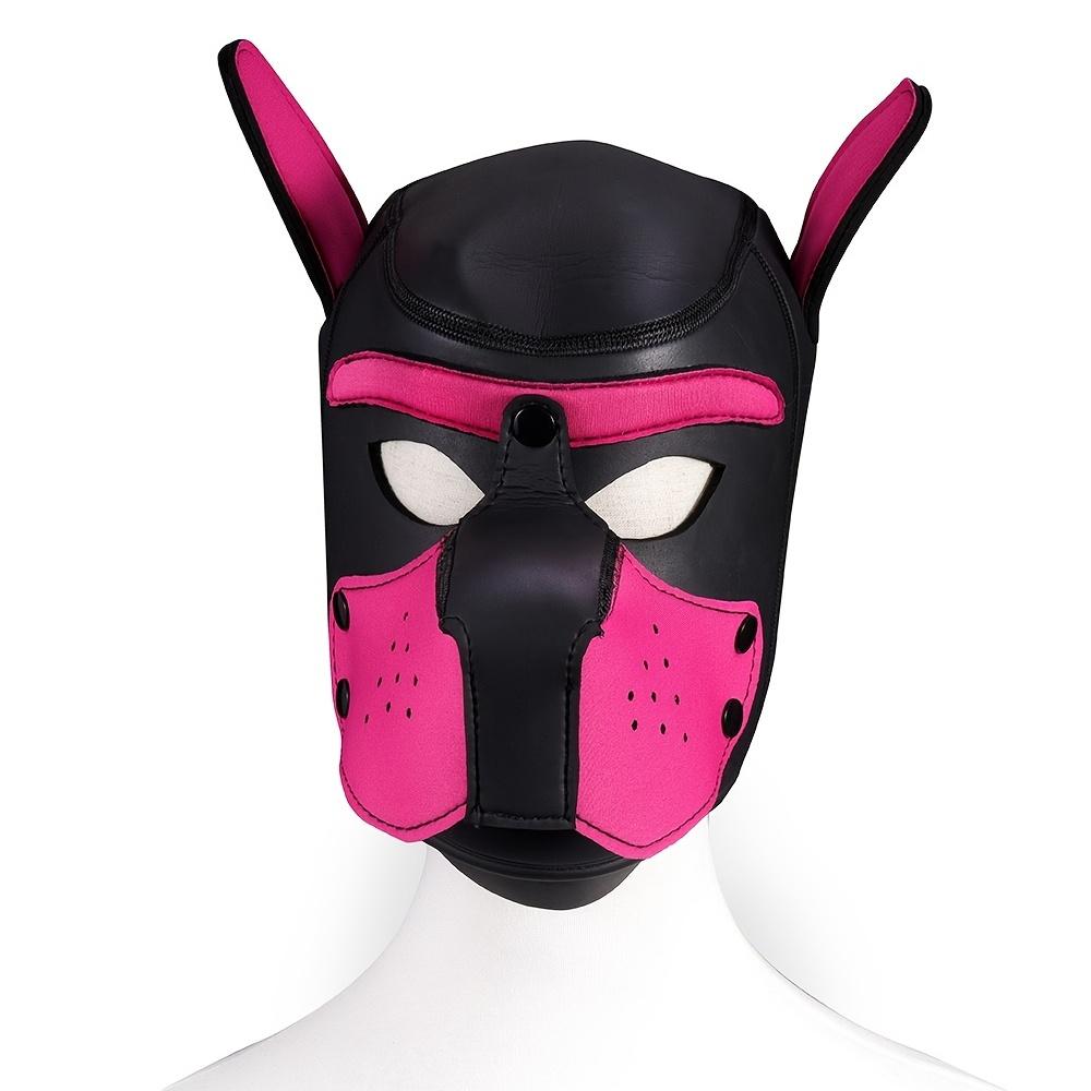 1pc Puppy Hood, Neoprene Silicone Leather Full Head Role Play BDSM Fetish Bondage Hood For Male Sex Games, Sex Toys